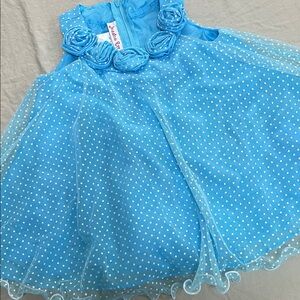Jessica Ann polka dot infant tulle dress aqua blue 18months